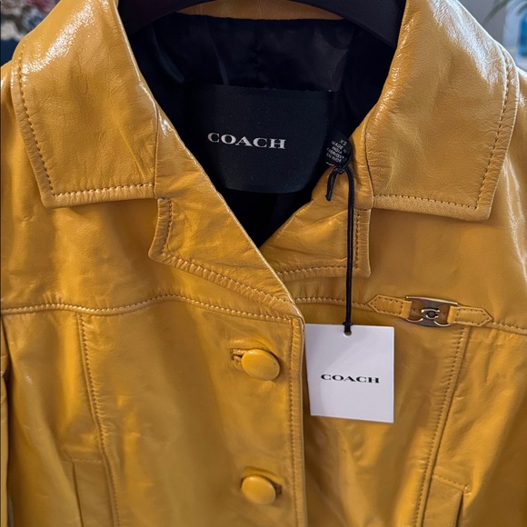 NWT Coach Women's Mustard Patent Leather Jacket. XS. $895 - Picture 11 of 13